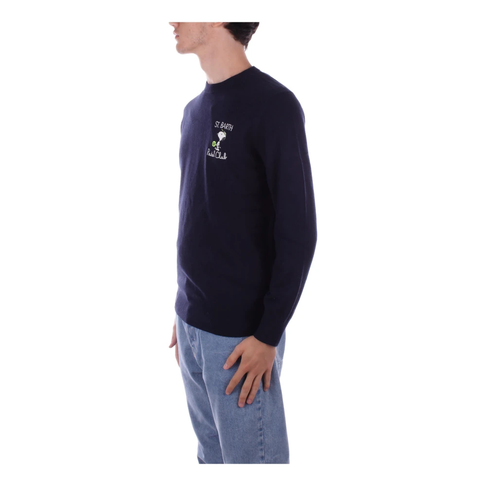 Saint Barth Logo Front Sweaters Blue Heren