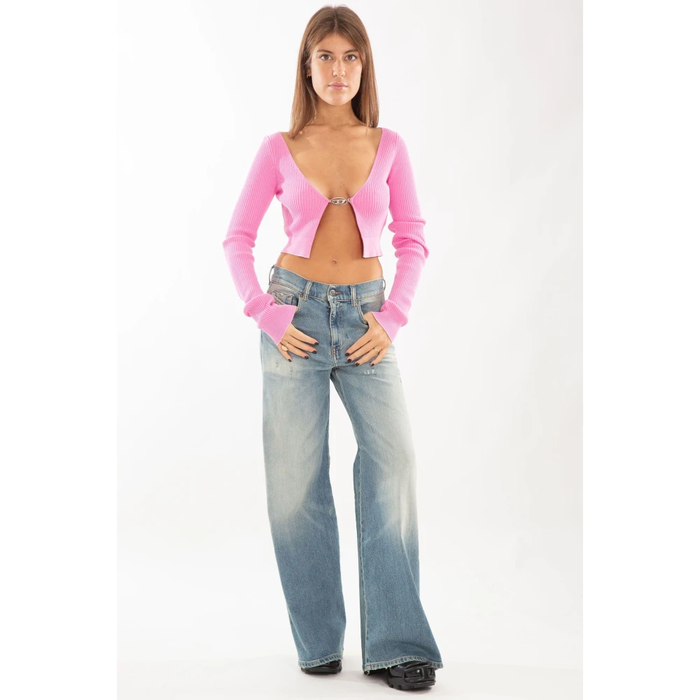 Diesel Faded Ribbed Cardigan in 377 Pink Dames