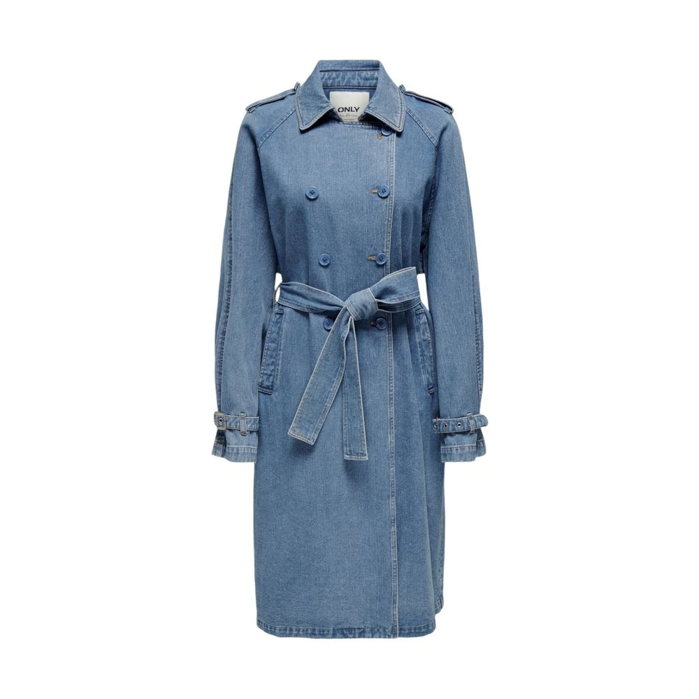 Only Blue Trench Coats, Female, S, Onljuliette Ls Dnm Qyt Trench Coat