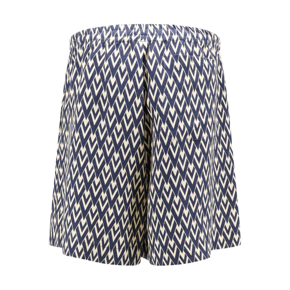 Valentino Linnen Bermuda Shorts met V-motief Blue Heren