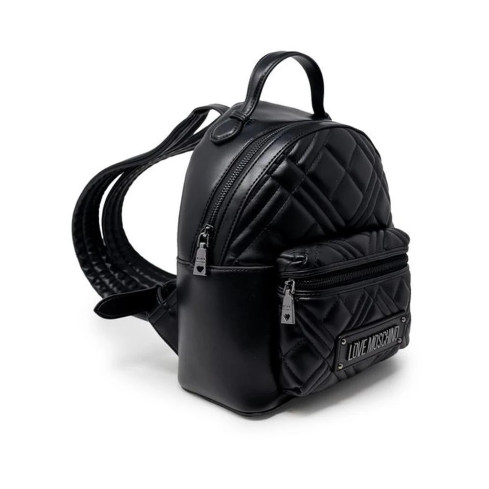 Love Moschino Verstelbare Banden Polyurethaan Damesrugzak Black Dames