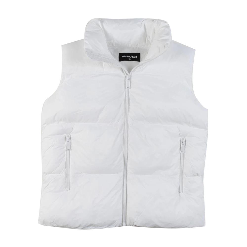 Dsquared2 Quiltad Logo Milano Nylon Puffer Vest White, Pojke