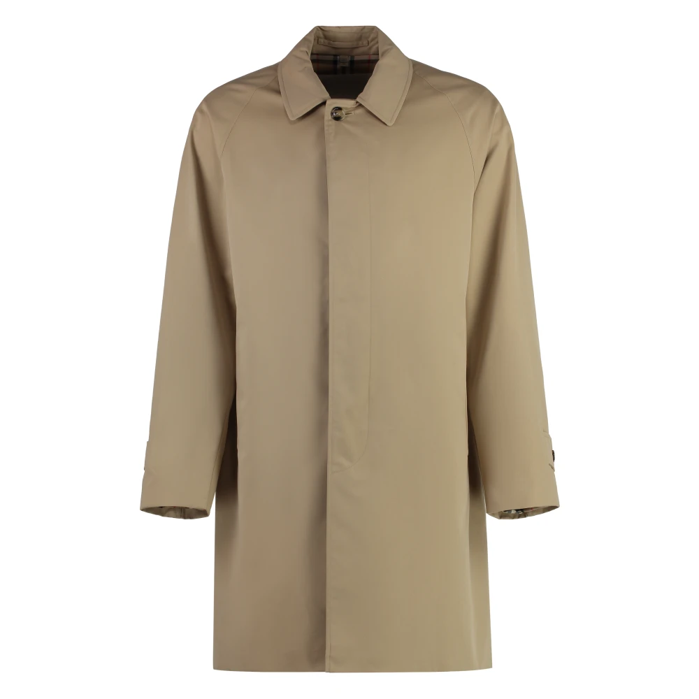 Burberry Katoenen Trenchcoat met Motief Voering Beige Heren