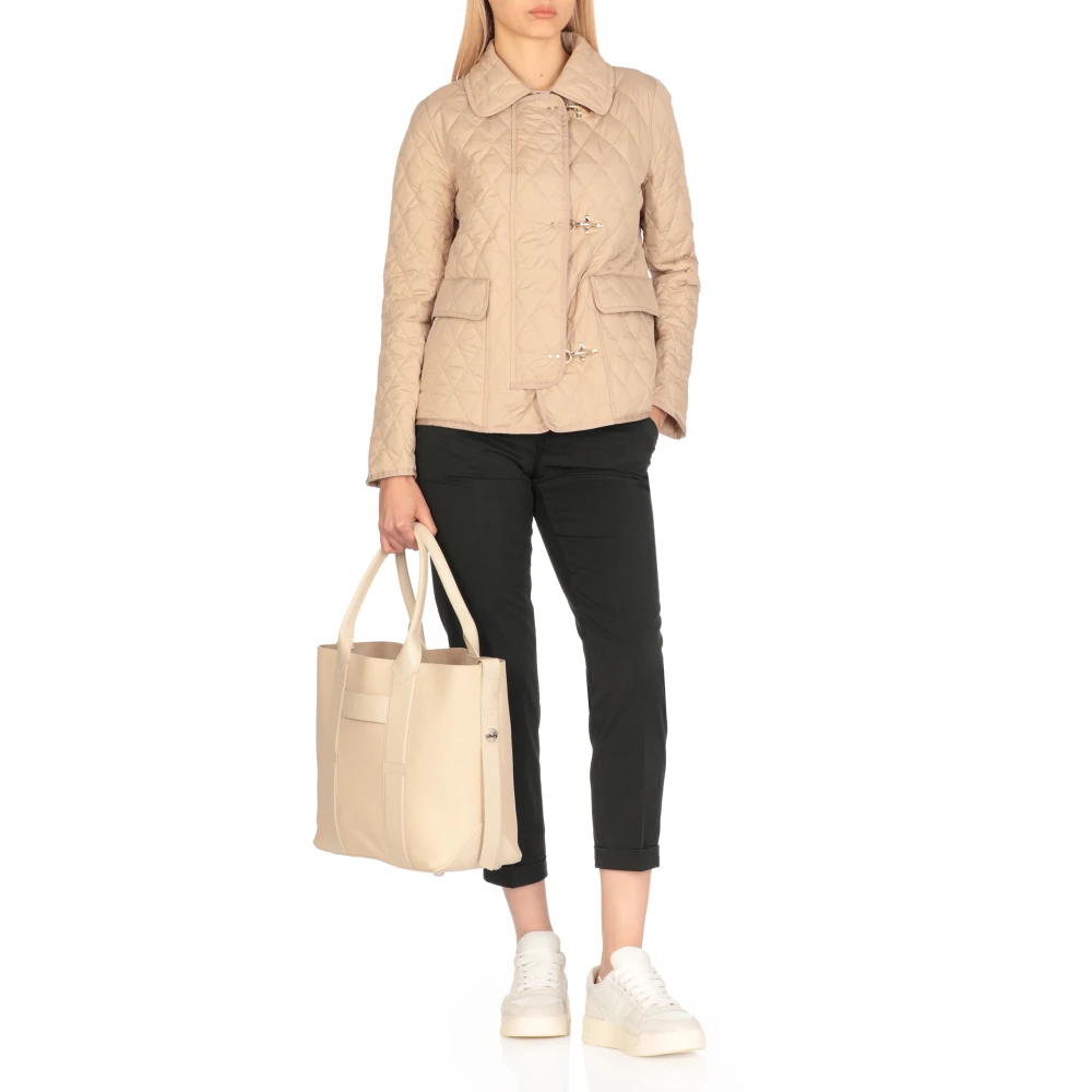 Fay Gewatteerde Beige Parka met Kraag Beige Dames