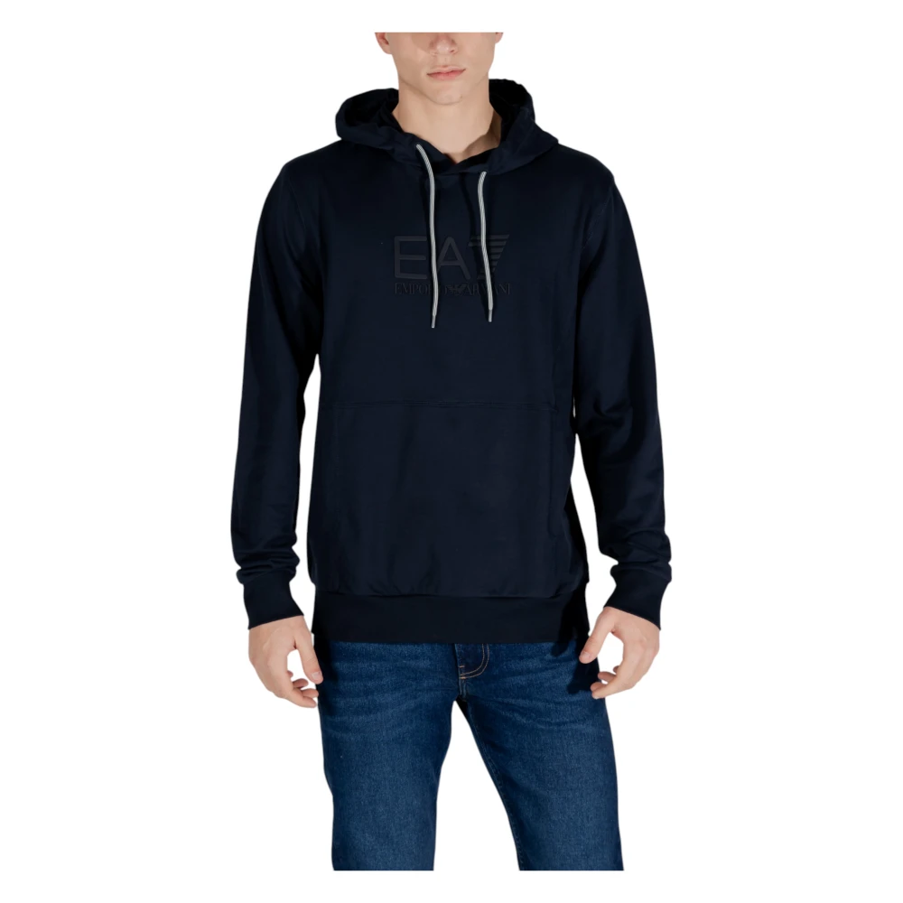 Emporio Armani EA7 Katoenen Capshirt Sweatshirt Lente Zomer Collectie Blue Heren