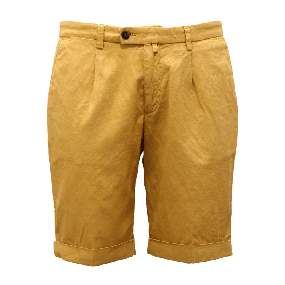 Briglia Yellow Mustard Cotton/Linen Bermuda Shorts - Male - Casual Shorts - S - Shorts