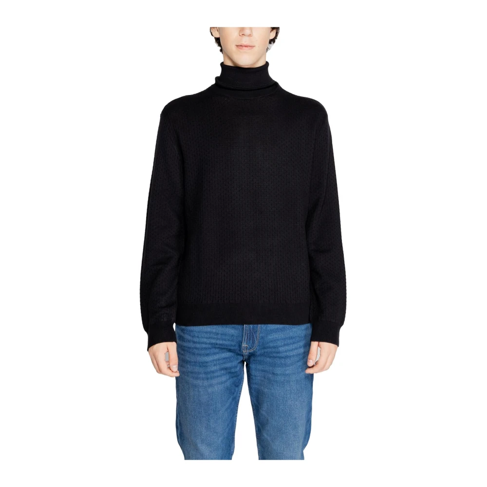 Armani Exchange Men's Black Turtlenecks,, Knit Turtleneck Jumper Extra Large