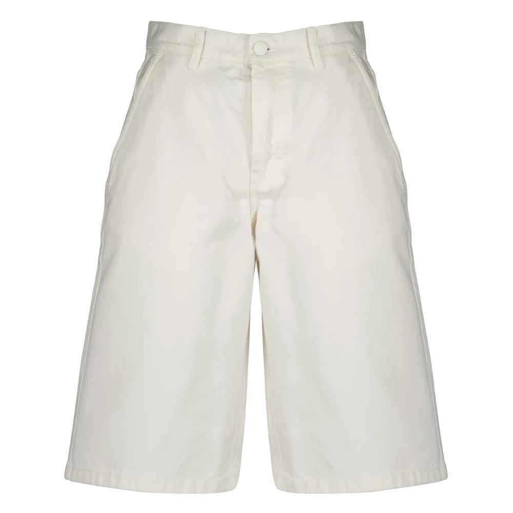 Ami Paris Men's White Denim Shorts, W28, Loose Bermuda Shorts