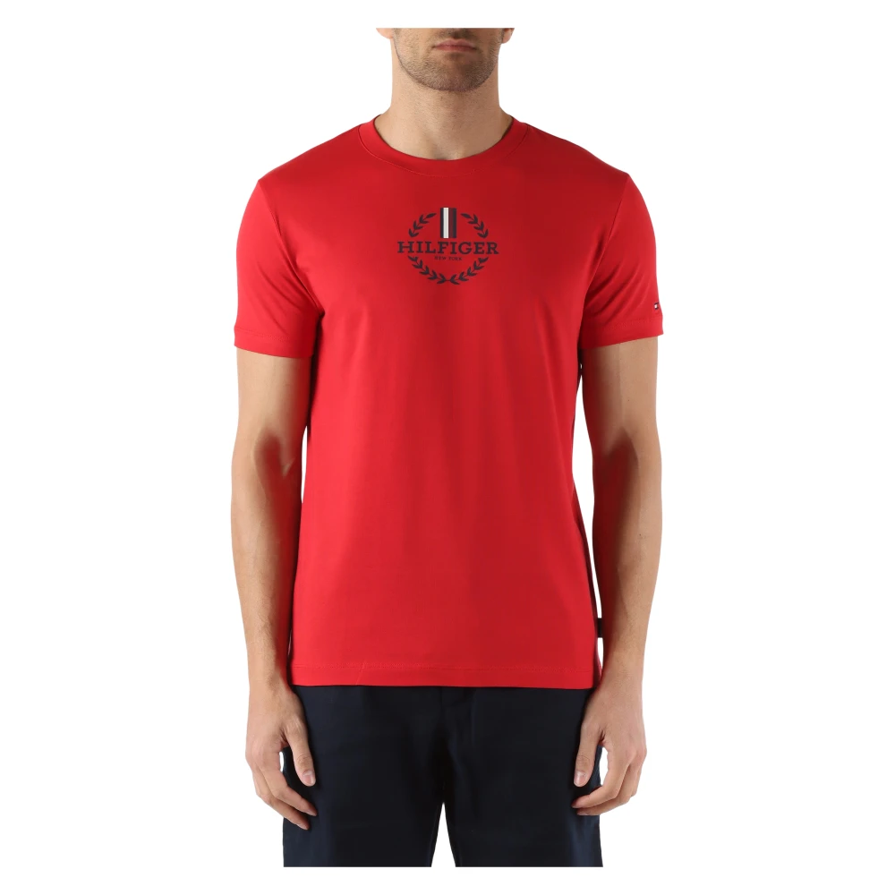 Tommy Hilfiger Slim Fit Katoen Logo T-shirt Red Heren