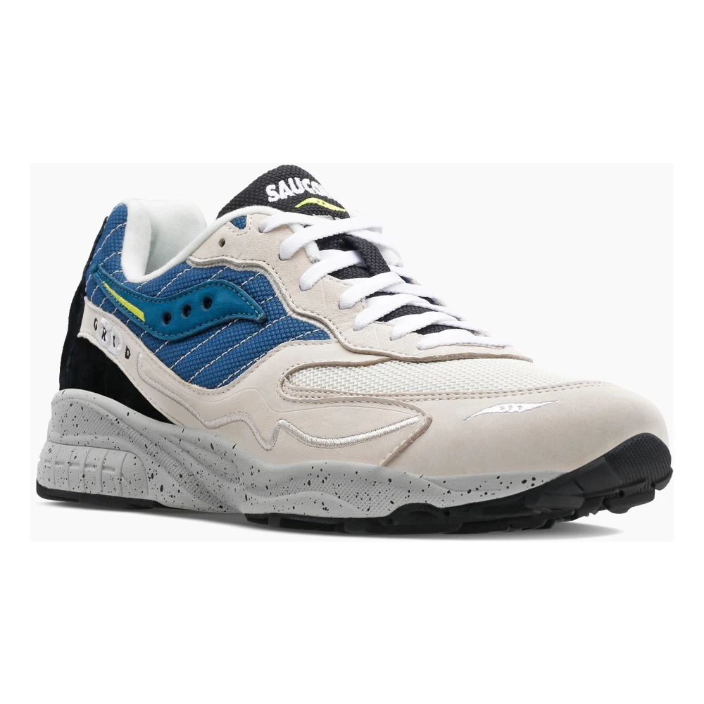Saucony 3D Grid Hurricane Cream Blue Sneakers White Heren