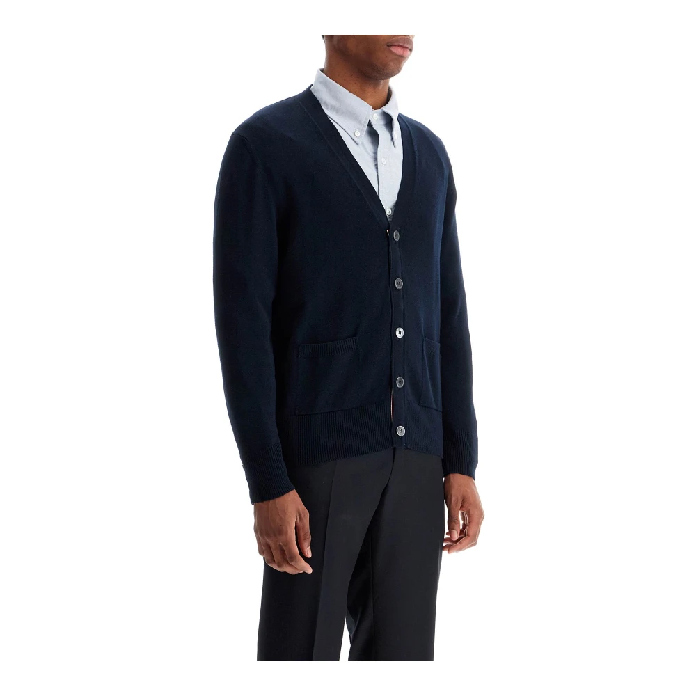 Thom Browne 4-Bar Katoenen Vest met Tricolor Detail Blue Heren