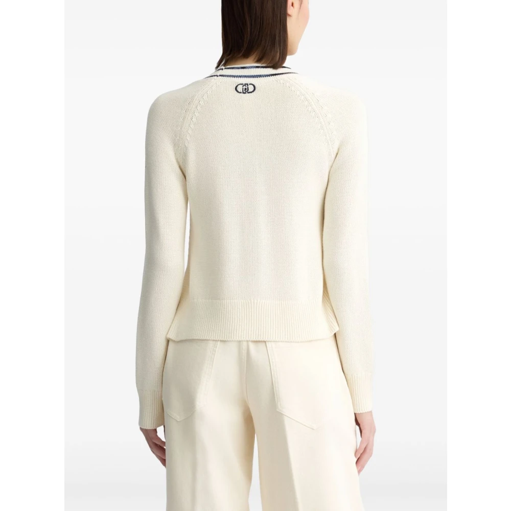 Liu Jo Wit Blauw Sweater Elegant Chic Stijl Beige Dames