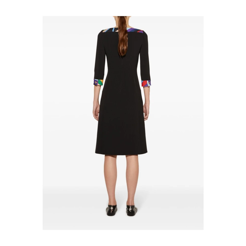 EMILIO PUCCI Abstract Patroon Boothals Jurk Black Dames