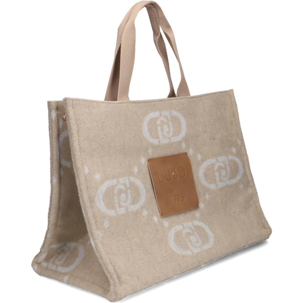 Liu Jo Vrouw Beige Tassen Dames, One Size, Wol, Grafische Print Shopper Voor Herfst/Winter