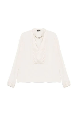 Blus med V-ringning och logotyp
