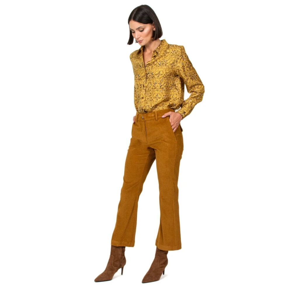 Momoni Gele Zijden Gestreepte Blouse Yellow Dames