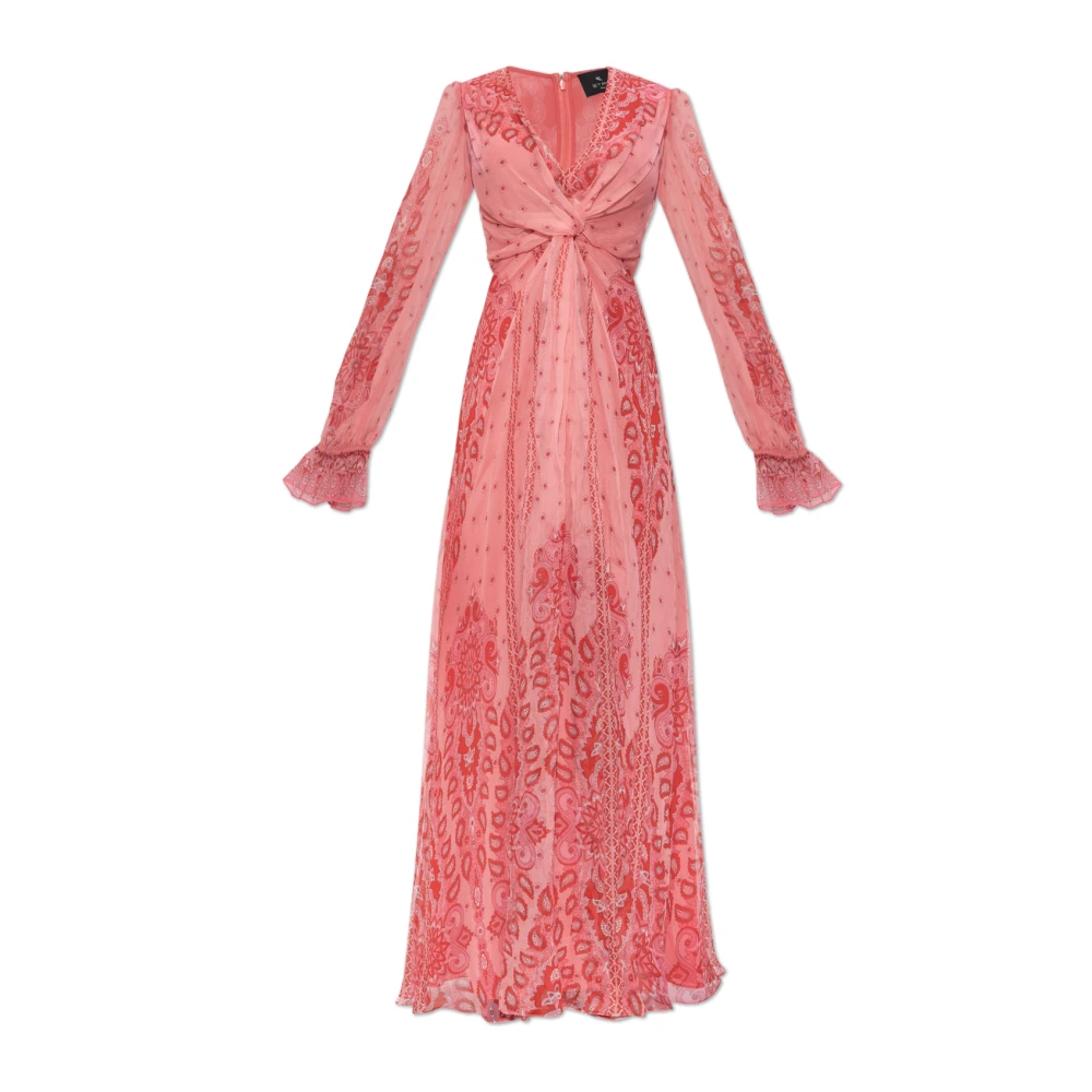 ETRO Zijden jurk met decoratieve print Pink Dames