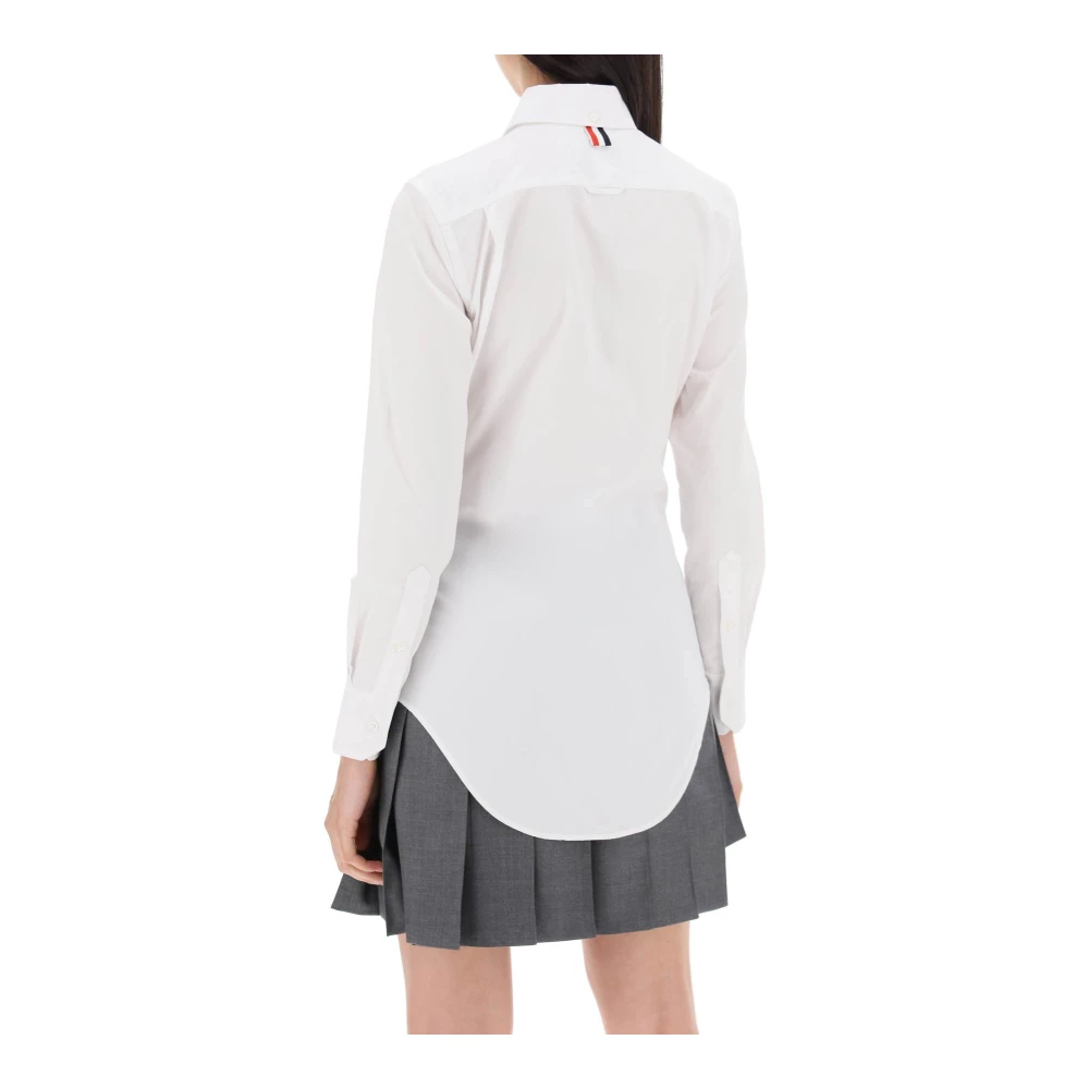Thom Browne Poplin Aansluitend Overhemd met Tricolor Detail White Dames