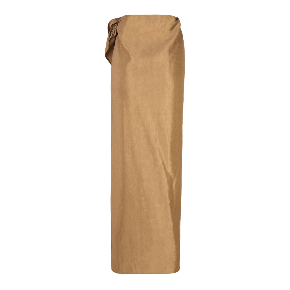 Cortana Midi Linnen Viscose Omslagrok Yellow Dames