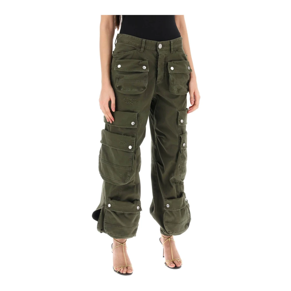 Dsquared2 Cargo broek met wijde pijpen Green Dames