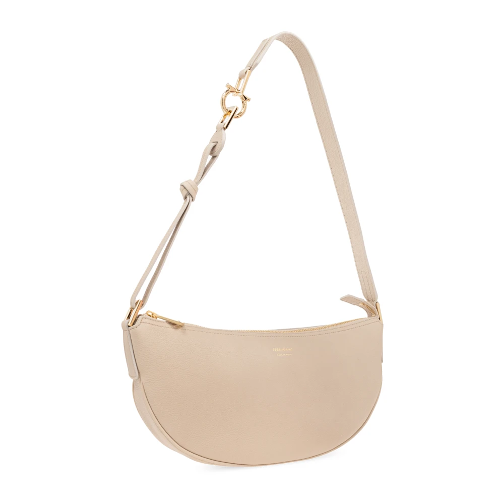 Salvatore Ferragamo Schoudertas Smile Klein Beige Dames