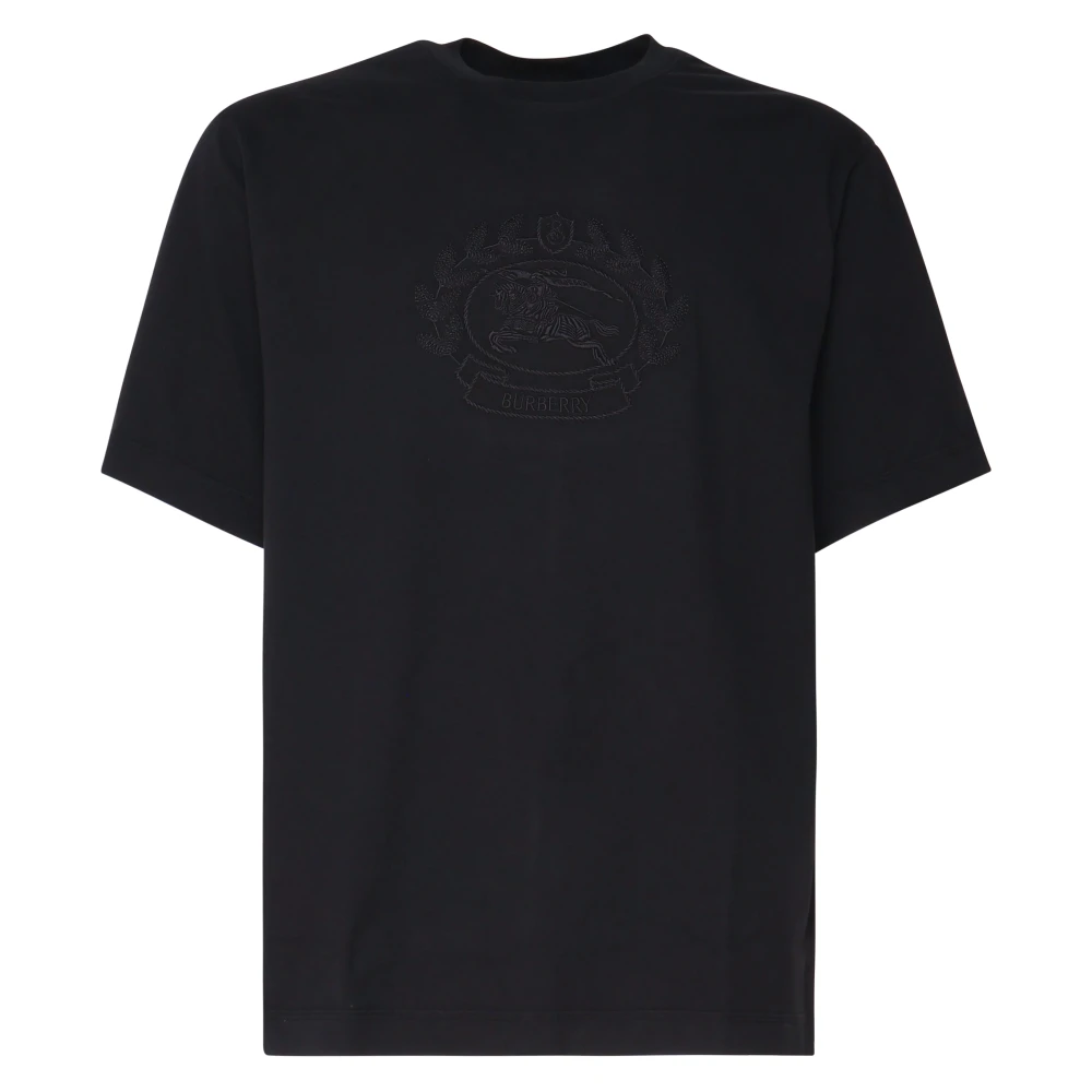 Burberry Zwarte Katoenen T-shirt Ronde Kraag Korte Mouwen Black Heren