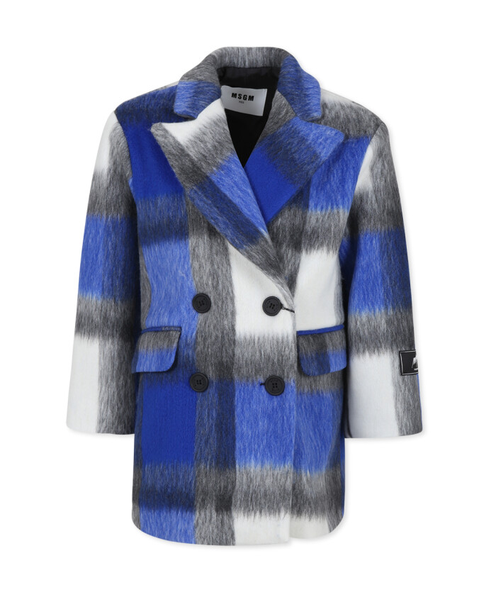 blue-double-breasted-brushed-coat-with-logo-patch