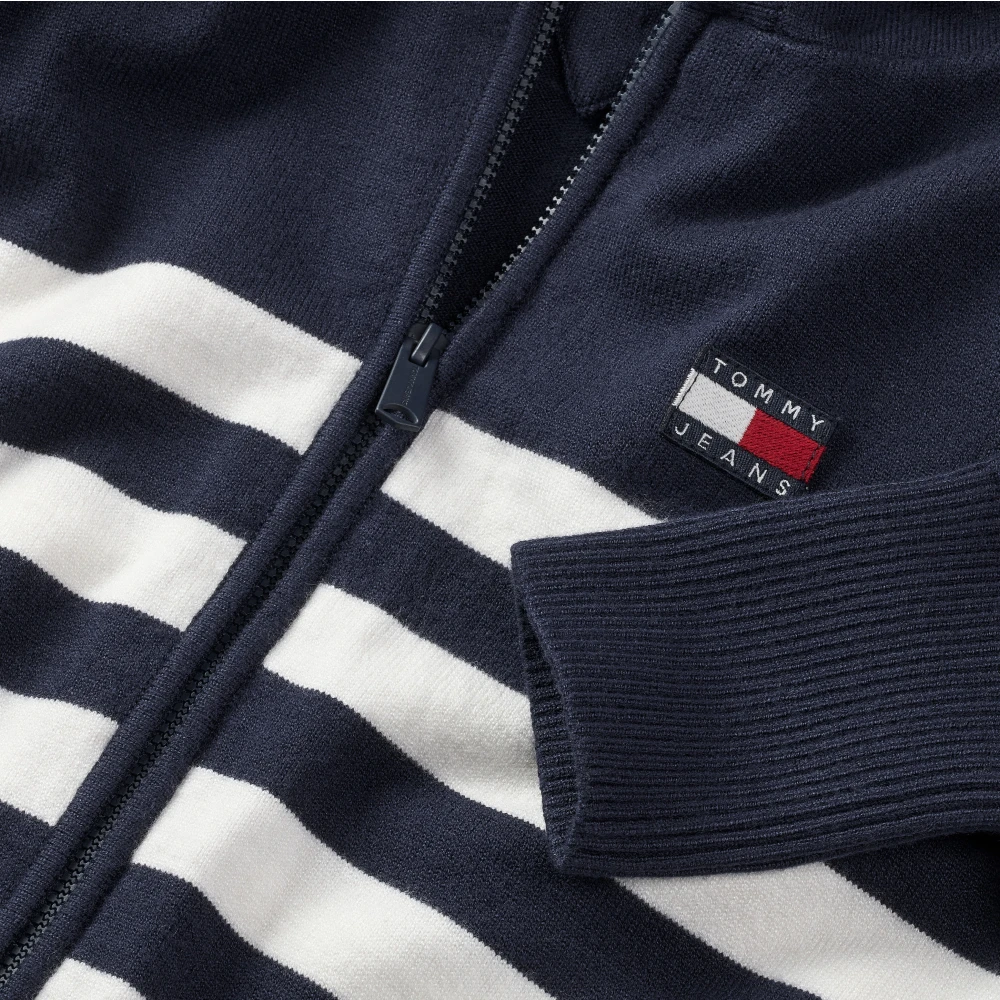 Tommy Jeans Donkerblauwe Gestreepte Rits Trui Blue Dames