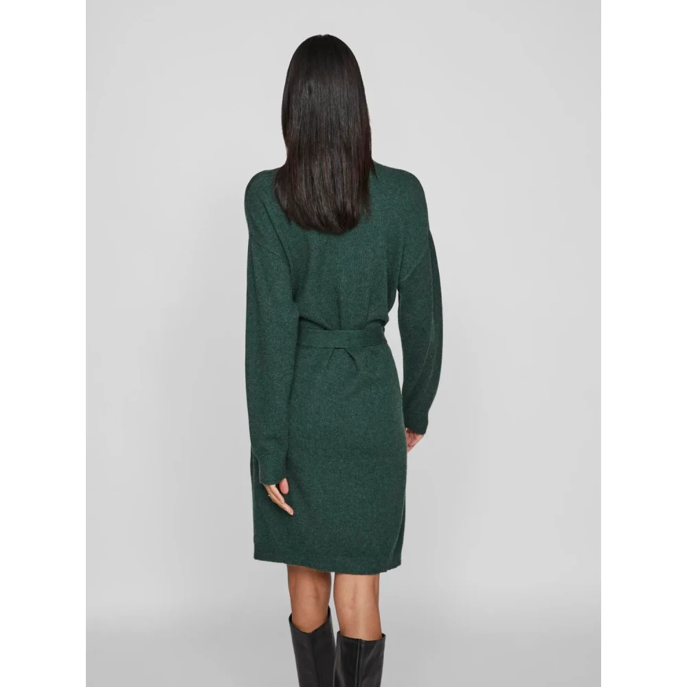 Vila Jurk met lange mouwen en tailleband Green Dames