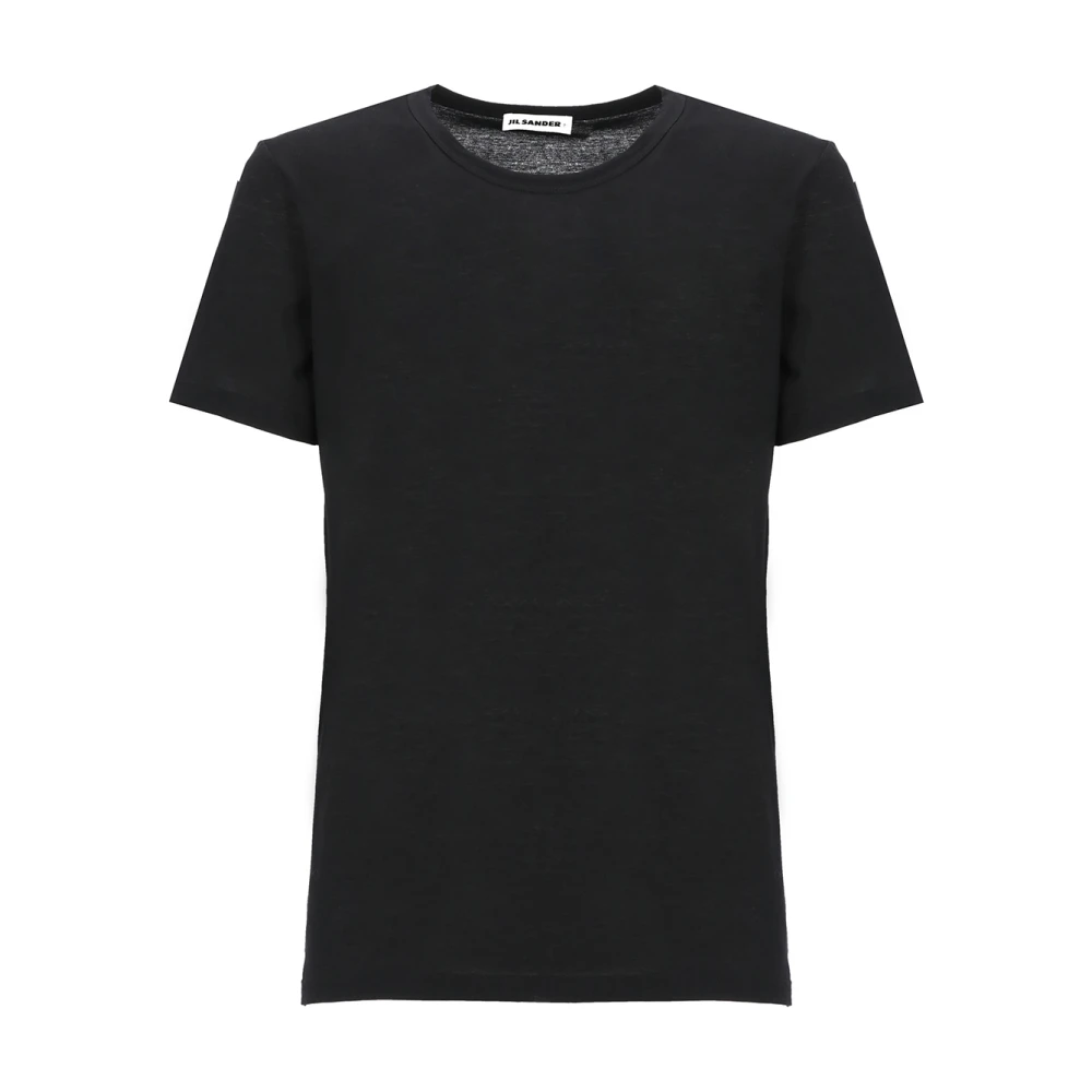 Jil Sander Zwarte Katoenen T-shirt met Bedrukt Logo Black Heren
