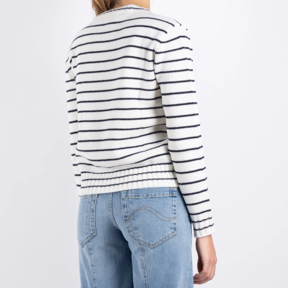 Seafarer Wit-Blauwe Wollen Trui White Dames