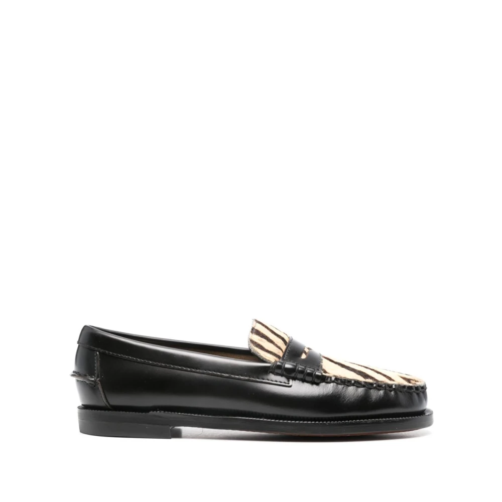 Sebago Women's Brown Loafers,, Leather Zebra Print Sandals Size 3 Uk