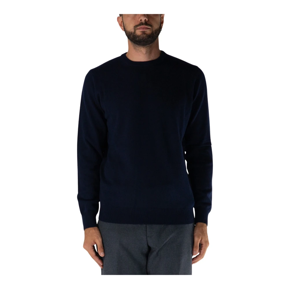 Kangra Herr Blå Stickade Tröjor L, Kashmir, Kashmir Rundhalsad Tröja