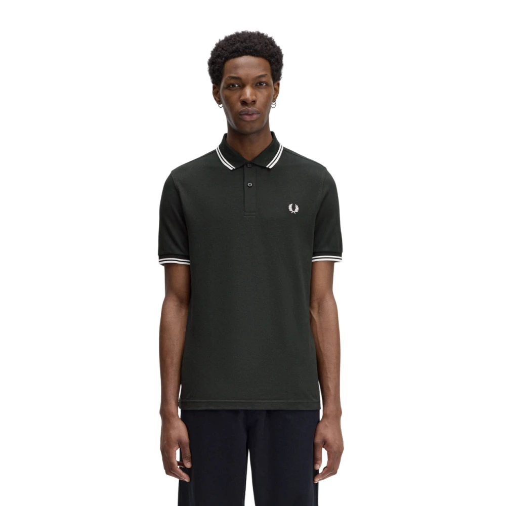 Fred Perry Groen Poloshirt met Dubbele Streep Green Heren