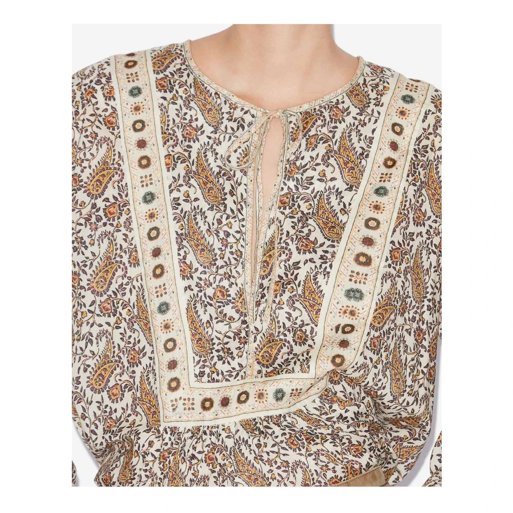 Isabel Marant Étoile Gedrukte katoenen blouse met verzamelde details Multicolor Dames