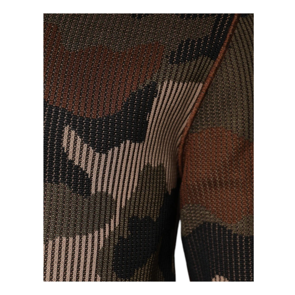 Dolce & Gabbana Camouflage Crew Neck Pullover Sweater Multicolor Heren