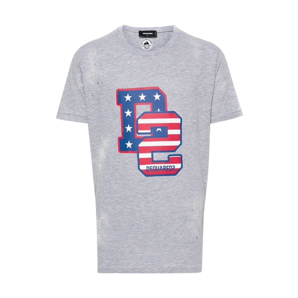 Dsquared2 Men's Gray Crew Neck Graphic T-Shirt