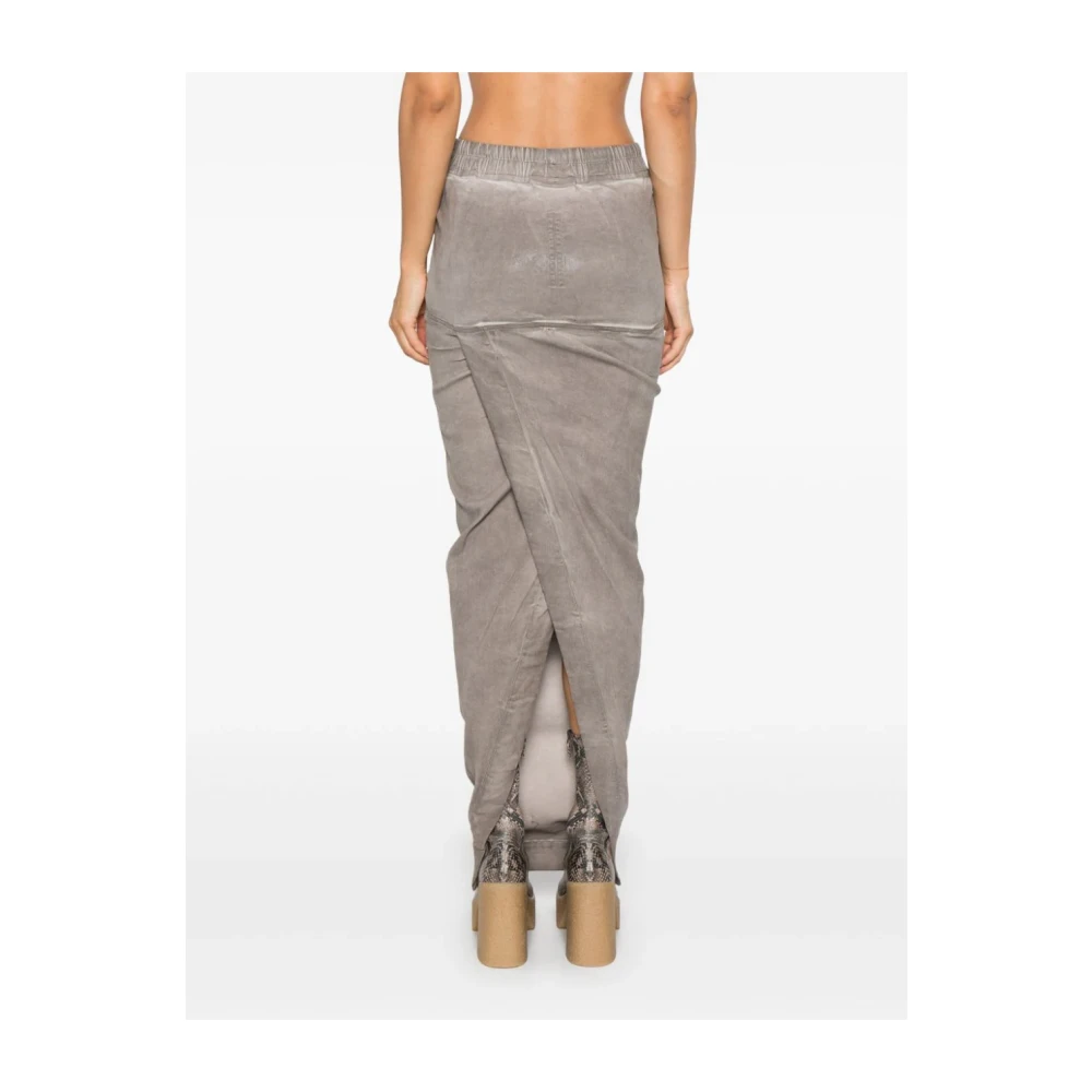 Rick Owens Elastische Rok met Trekkoord en Zakken Gray Dames