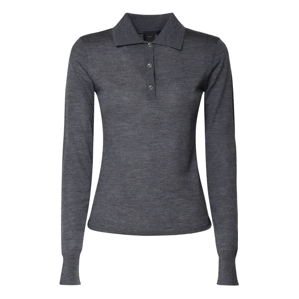 pinko Grijze Tricot Sweater met Overhemdkraag Gray Dames
