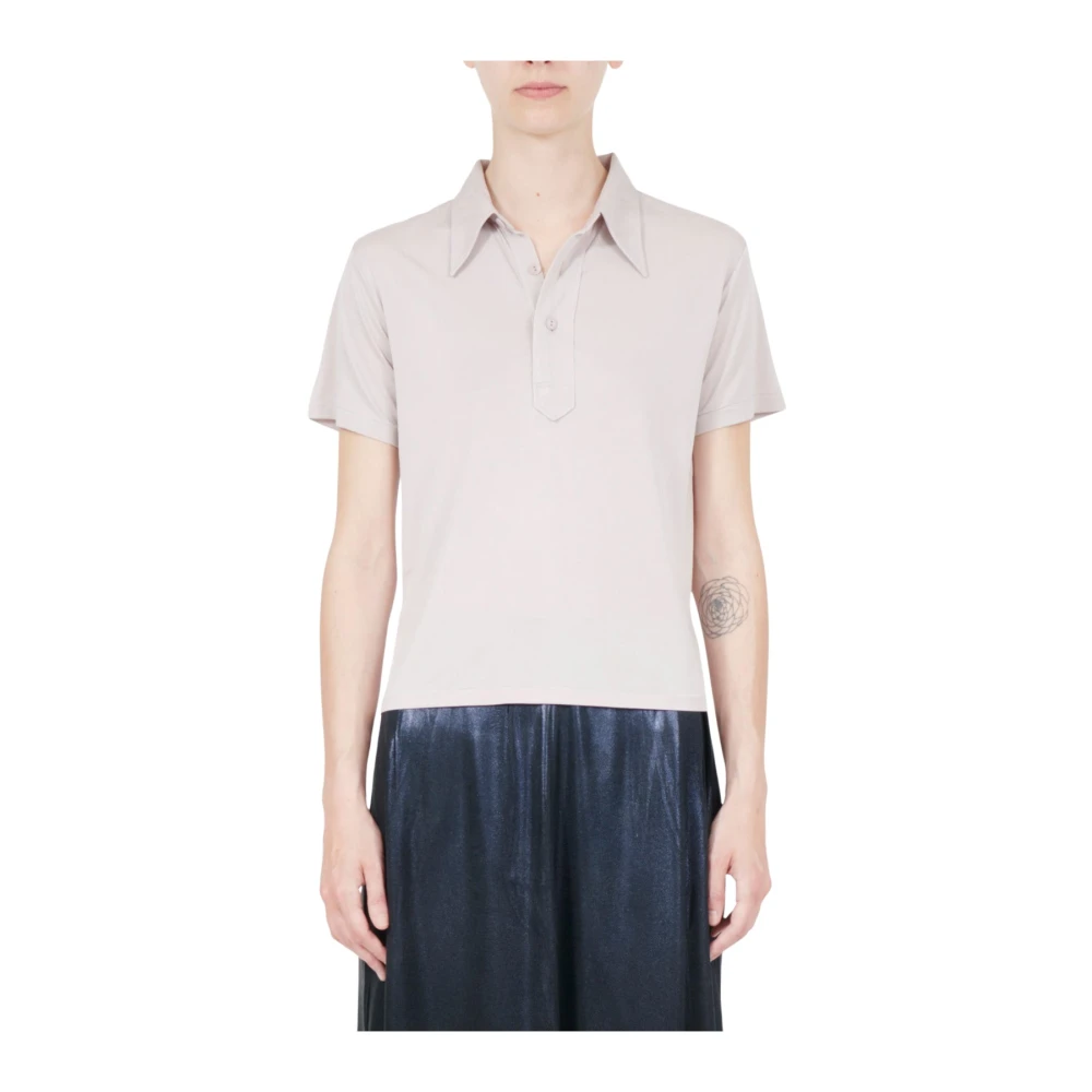 Maison Margiela Vrouw Roze Polo Top Met Korte Mouwen En Knopen