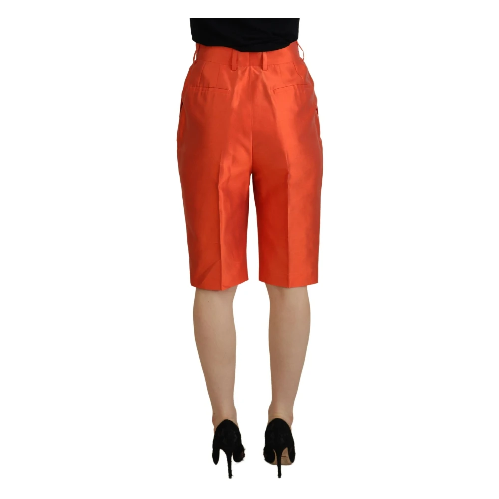 Dolce & Gabbana Oranje Zijden Broek met Hoge Taille Red Dames