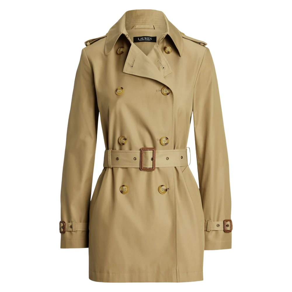 Ralph Lauren Beige Dubbel Breasted Katoenmix Trenchcoat Buitenkleding Beige Dames