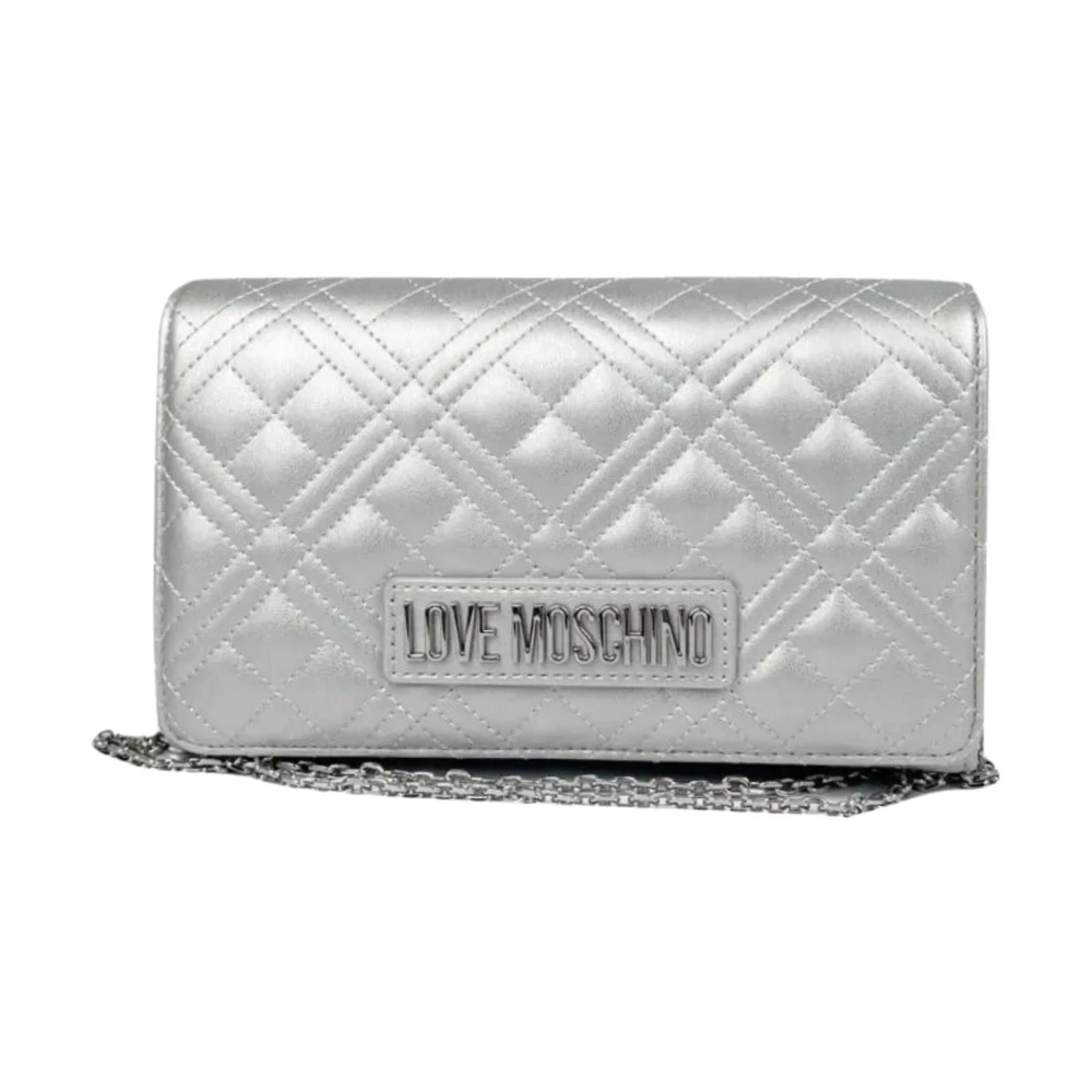 Love Moschino Women's Gray Quilted Pochette Shoulder Bag - Cross Body Bags - One Size - Bags