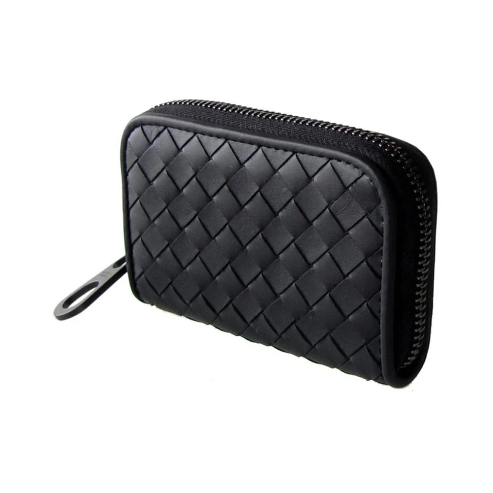 Bottega Veneta Zwarte leren portemonnee met ritssluiting Black Heren