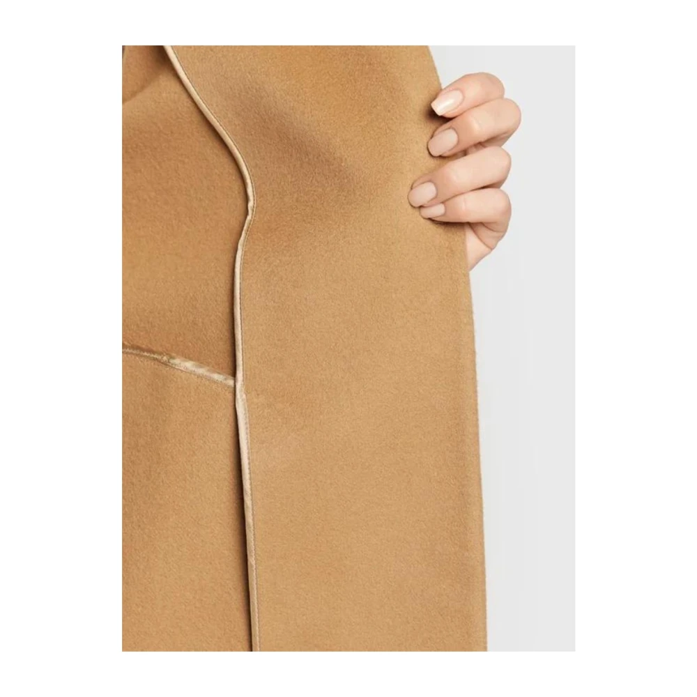 Calvin Klein Wollen Jas met Riem in Reguliere Pasvorm Brown Dames