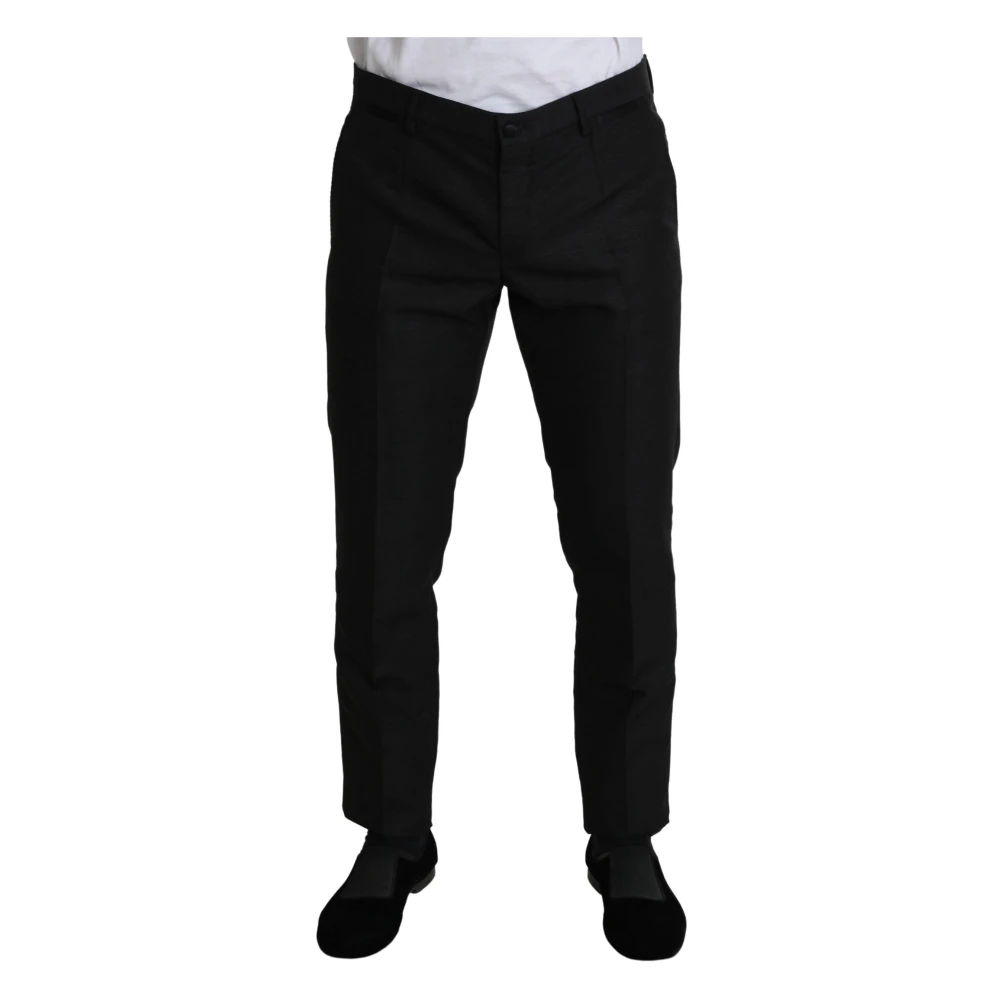Dolce & Gabbana Men's Black Elegant Wool Blend Slim Dress Trousers - Suit Trousers - M - Trousers