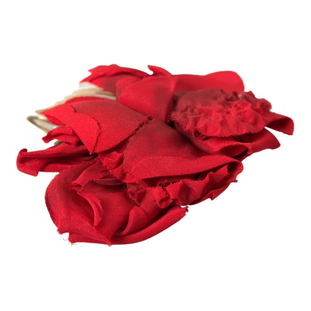 Dolce & Gabbana Rode Zijden Bloemen Haarkam Red Dames