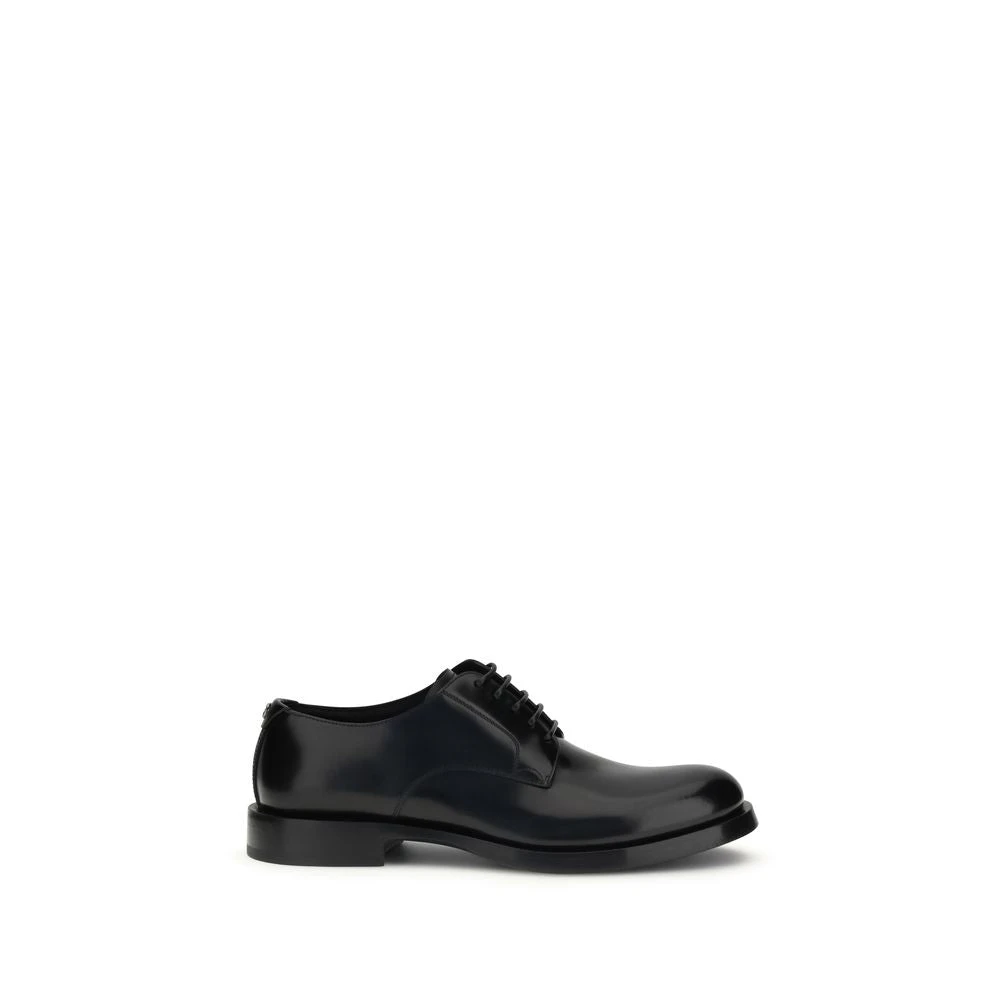 Dolce & Gabbana Mannelijk Zwart Schoenen Heren, 42 Eu, Leer, Derby Schoenen Van Geborsteld Kalfsleer