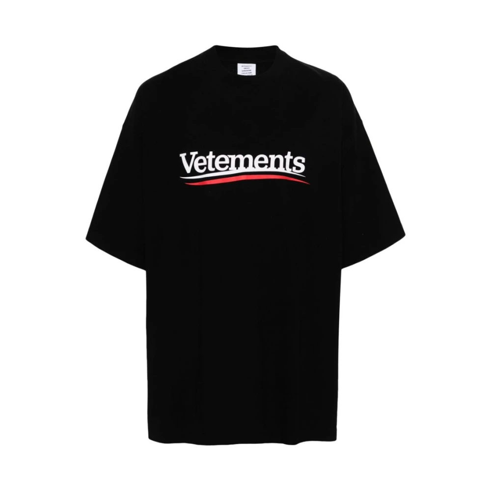 Vetements Zwart Logo Print T-shirt Black Heren