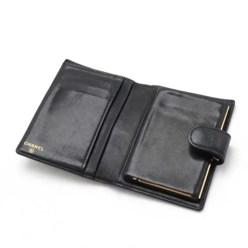 Chanel Vintage Pre-owned Leather wallets Black Dames